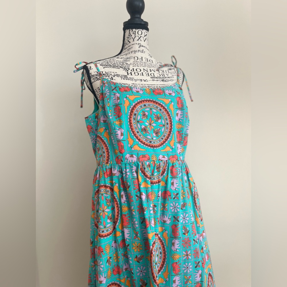 Drake’s London for J Crew — vibrant cotton midi dress in US size 12